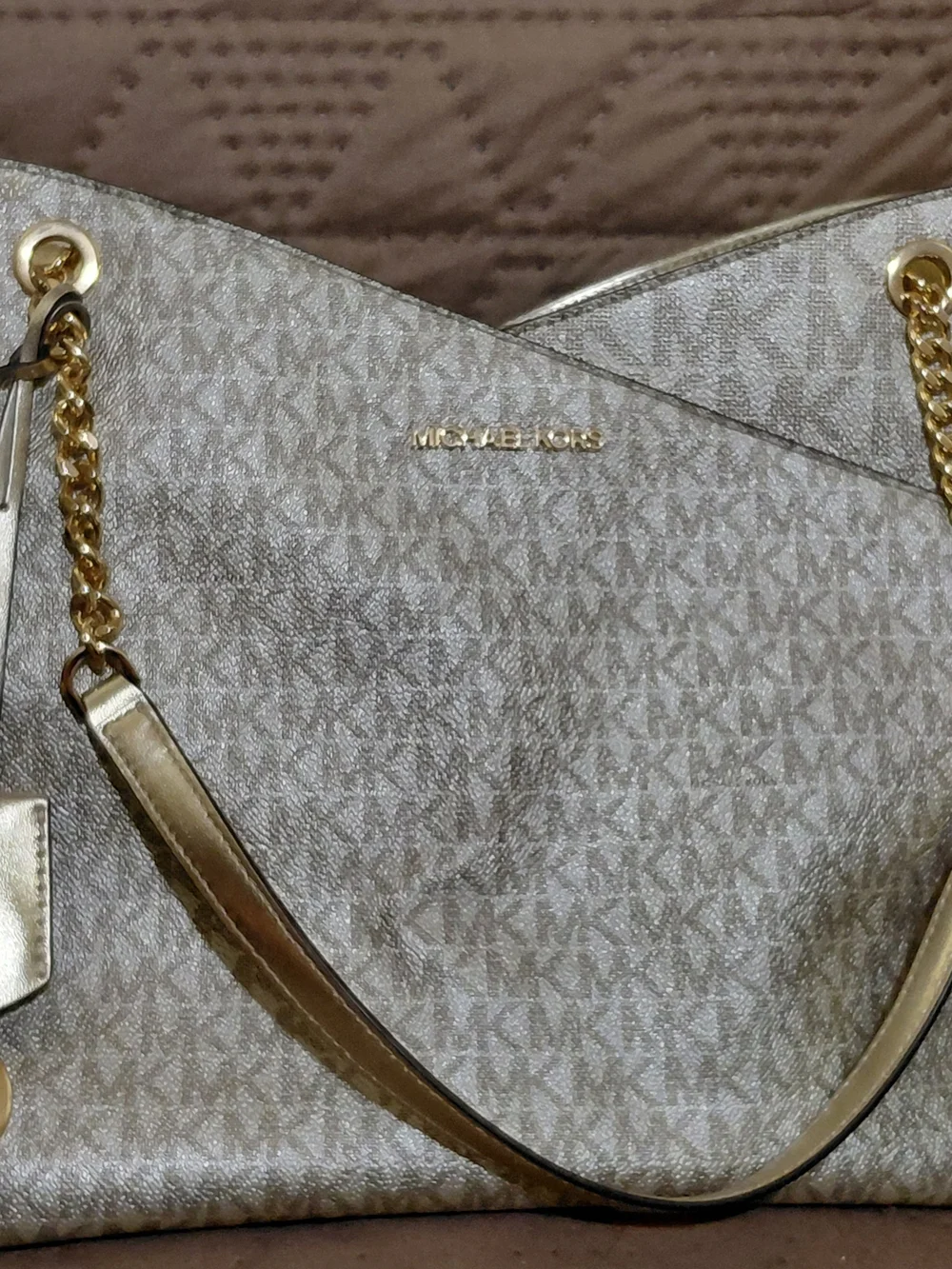 Michael Kors Metallic Gold Chain-Handle Tote Bag